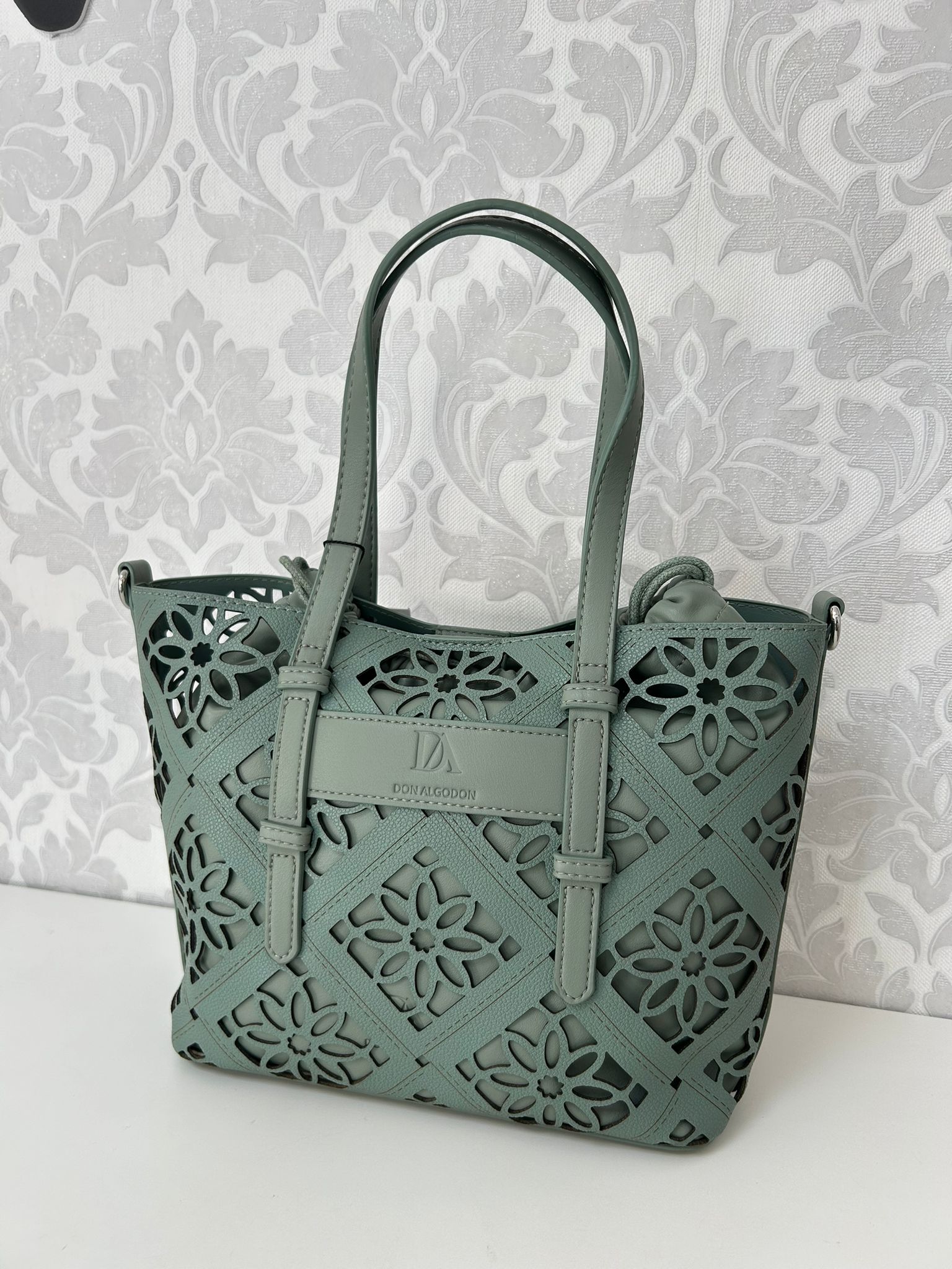 DON ALGODÓN Bolso Mano Calado Verde