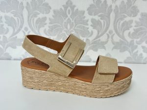 EVA FRUTOS Sandalia Serraje Beige