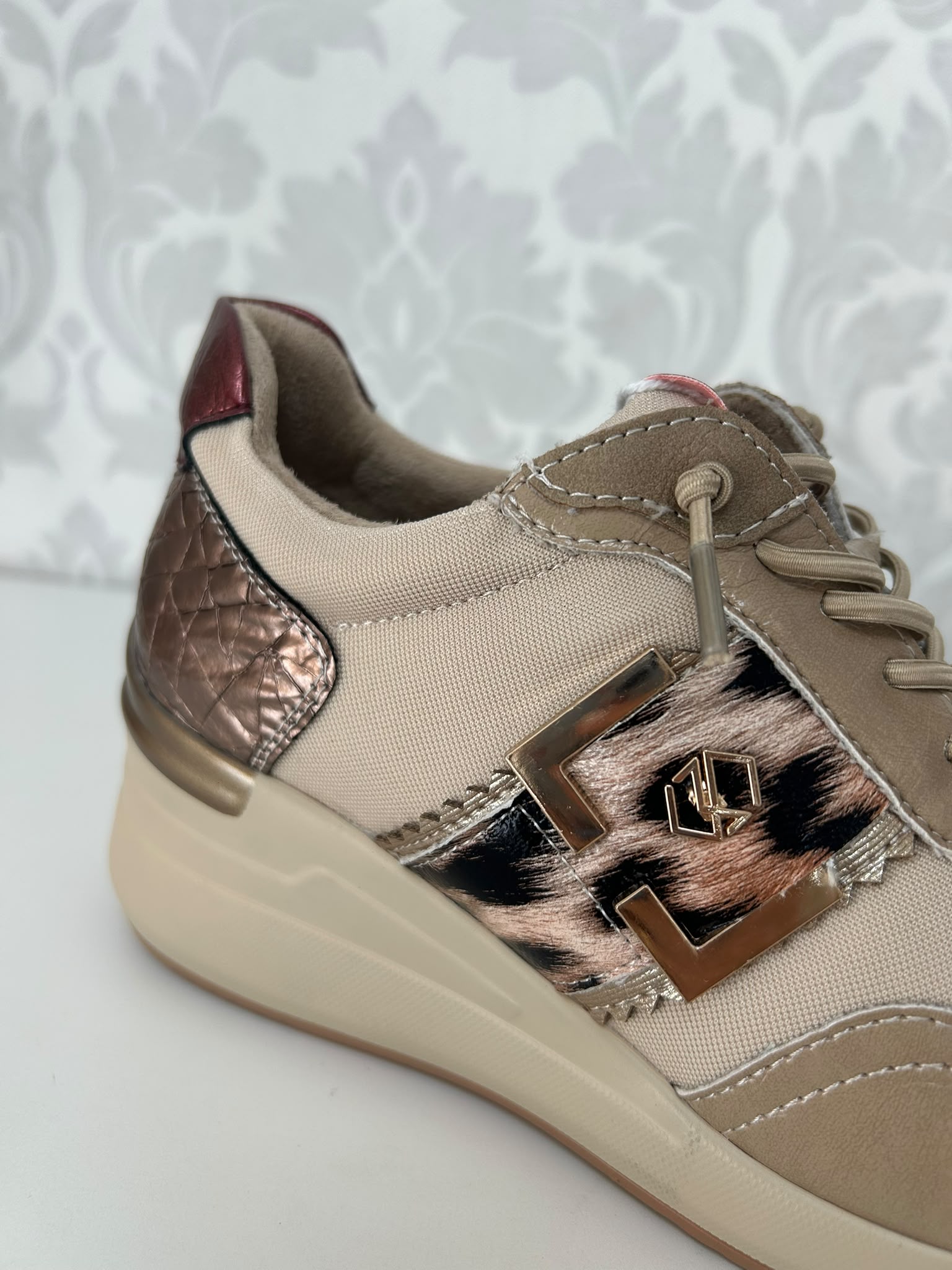 MYSOFT Zapato Beige Cuña Leopardo - Imagen 2